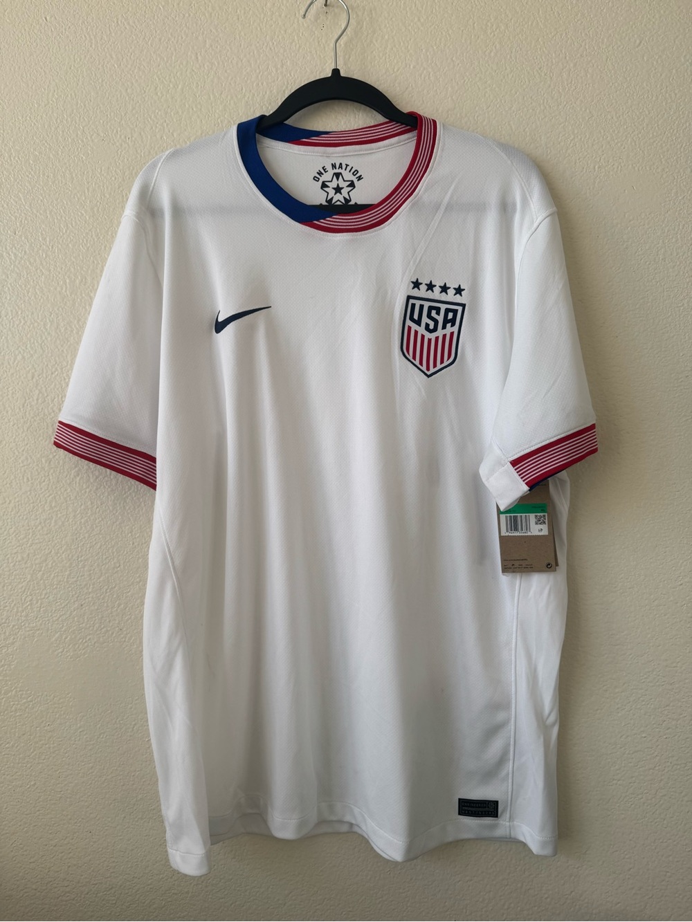 Nike White USA Soccer Jersey with Red & Navy Accents